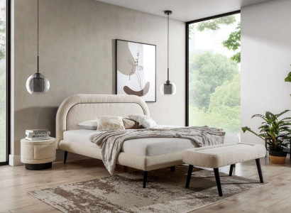 Bedroom Set White Bed Elegant 2x Bedside tables Luxury Wood Modern 3-piece.